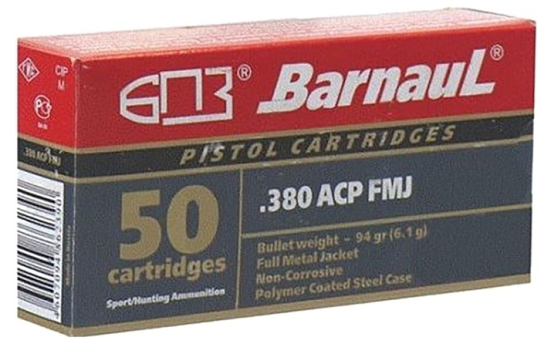 Barnaul Ammunition 380 auto 94gr full metal jacket 50/box